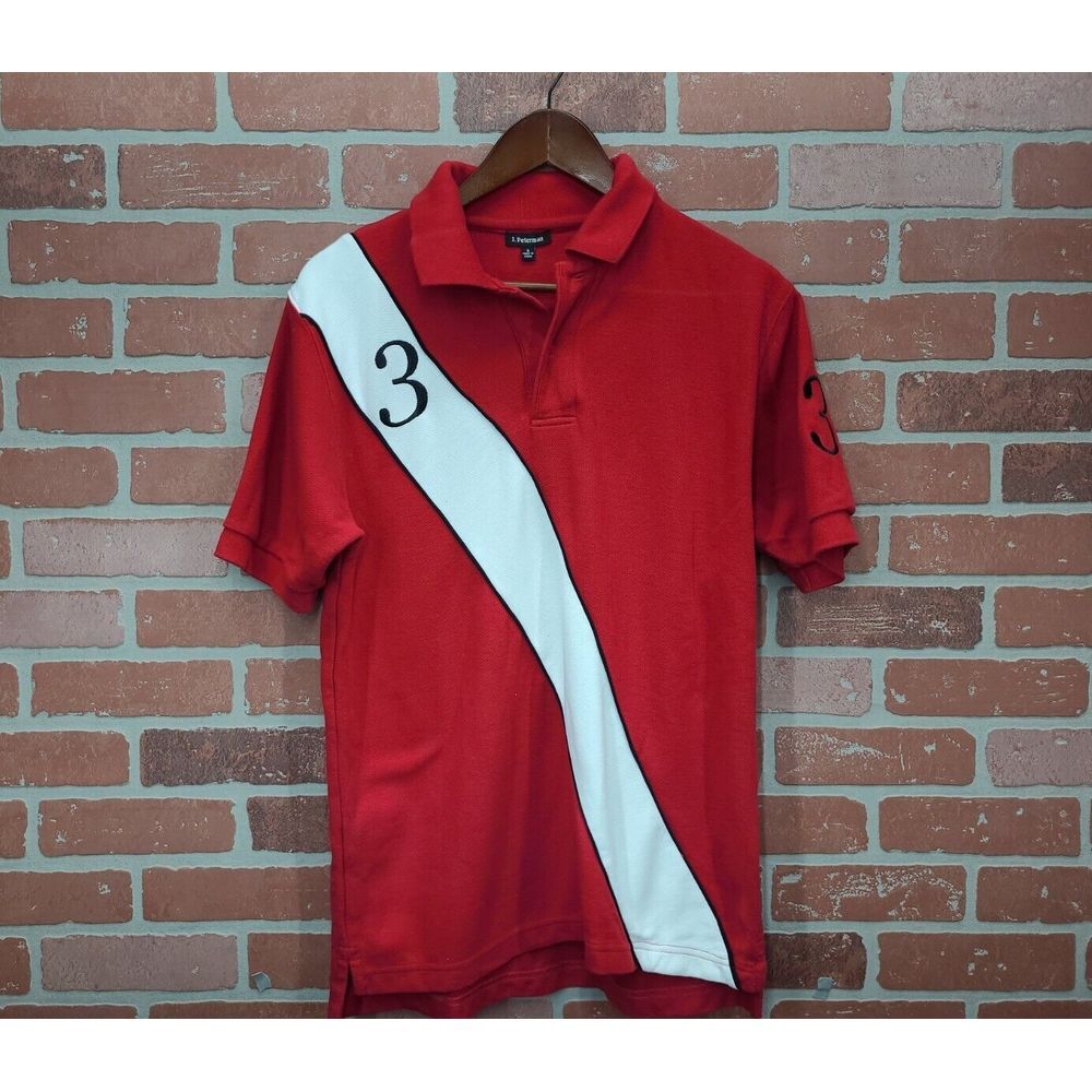 J. Peterman Polo Shirt Red /White ‎ No. 3 Mens Small
